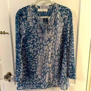 Thakoon Addition silk blue button front blouse.